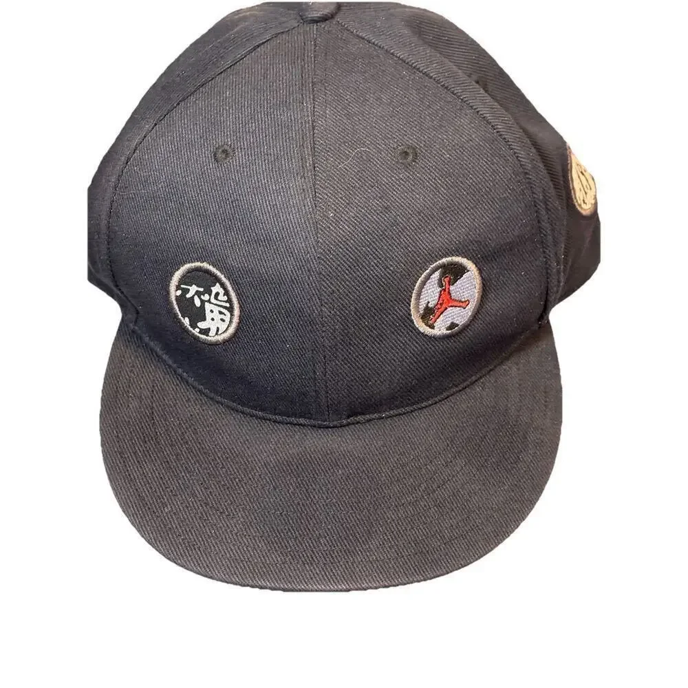 Michael Jordan Patch Mens Hat 4 Patches Jumpman Size 7 7/8 Fitted Black Back